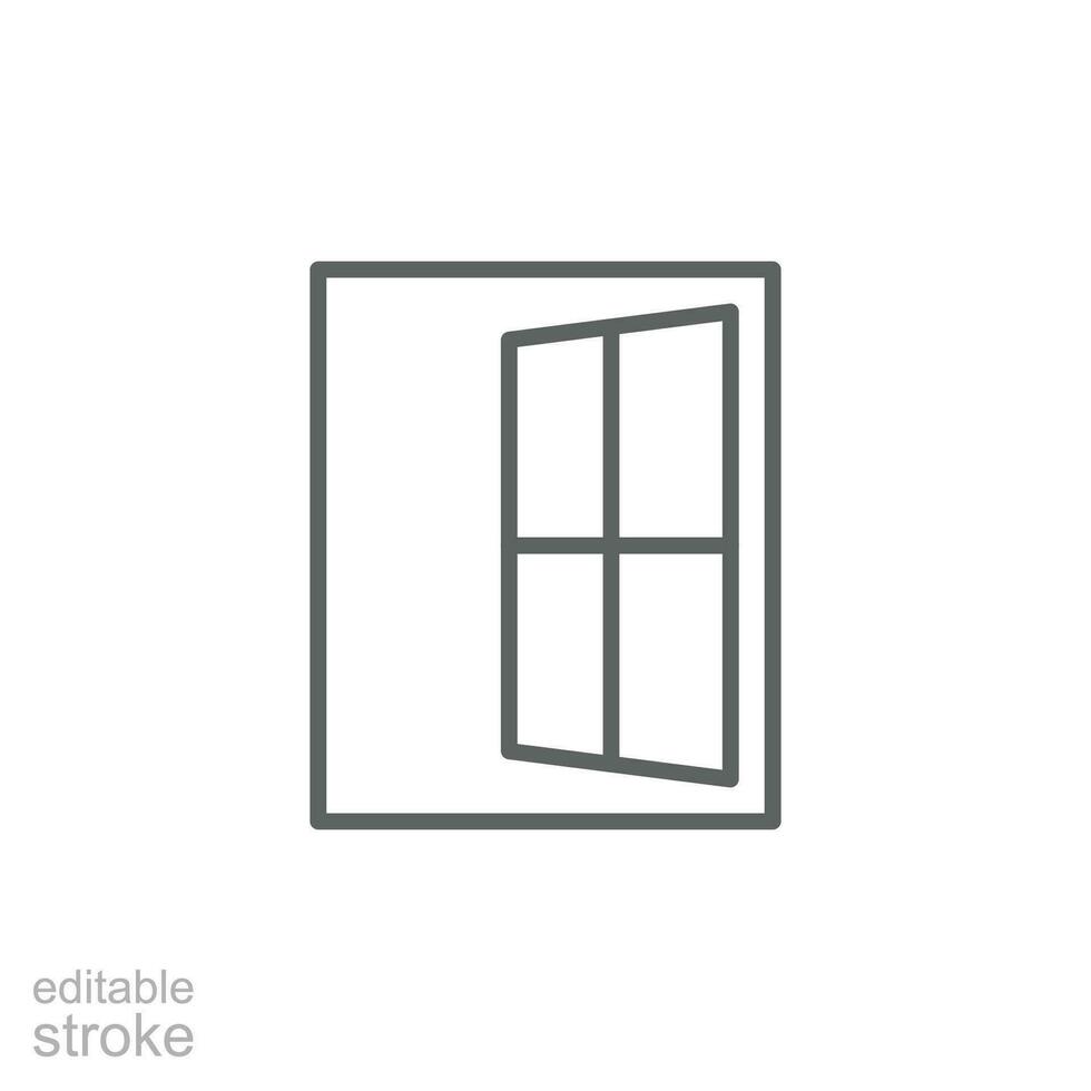 Fenster Symbol. einfach Gliederung Stil. Fenster offen, rahmen, Quadrat, Glas, Konstruktion, Zimmer, Haus, Zuhause Innere Konzept. dünn Linie Symbol. Vektor Illustration isoliert. editierbar Schlaganfall.