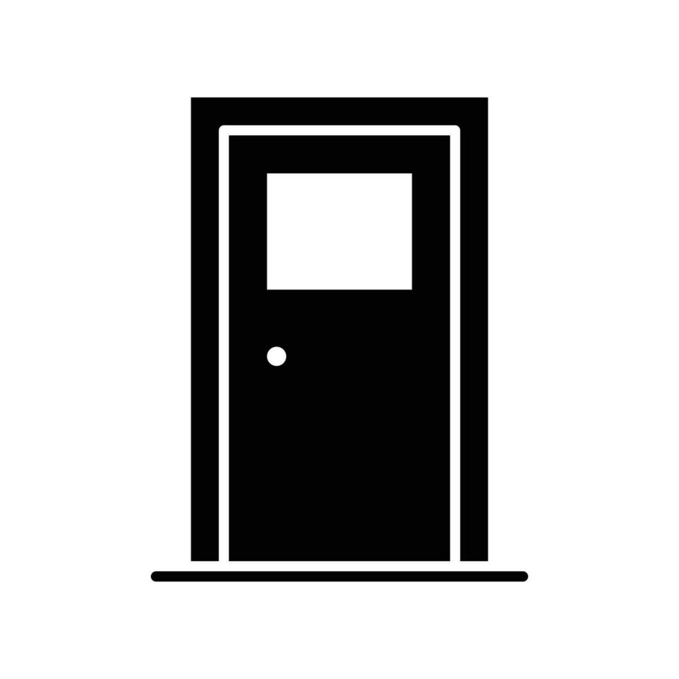 Tür Symbol. einfach solide Stil. Vorderseite Tür mit Glas Fenster, rahmen, Konstruktion, Zimmer, Haus, Zuhause Innere Konzept. Silhouette, Glyphe Symbol. Vektor Illustration isoliert.