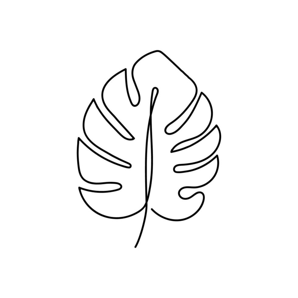 hand dragen monstera blad med översikt begrepp. vektor illustration