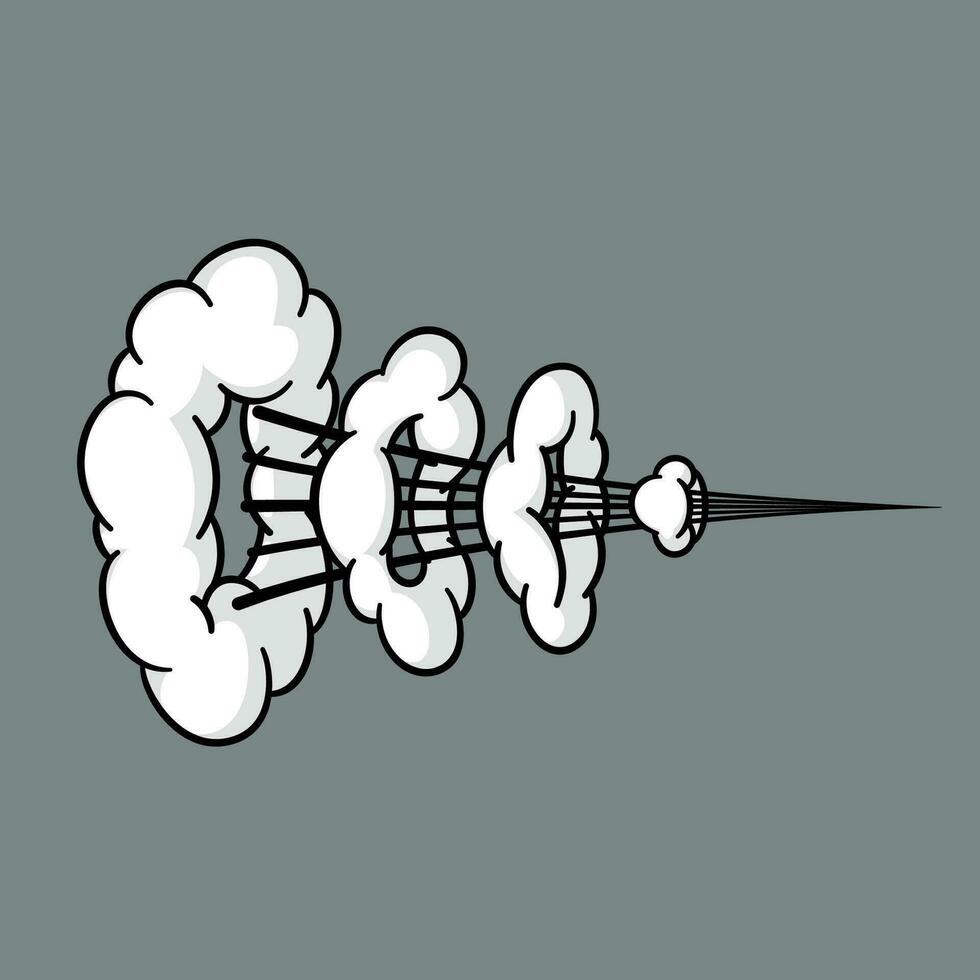 Comic Wolke oder Rauch, Karikatur Vektor Bewegung Auswirkungen, und Explosionen isoliert auf grau Hintergrund. Vektor Illustration