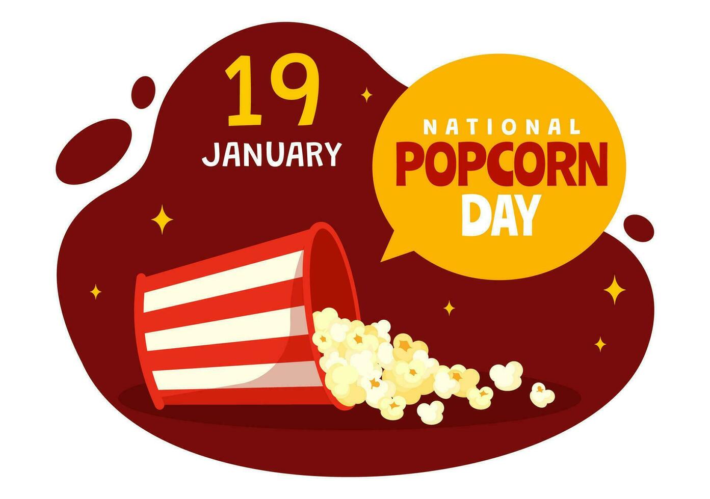 National Popcorn Tag Vektor Illustration auf Januar 19 .. mit ein groß Box Popcorns zu Poster oder Banner im eben Karikatur Hintergrund Design