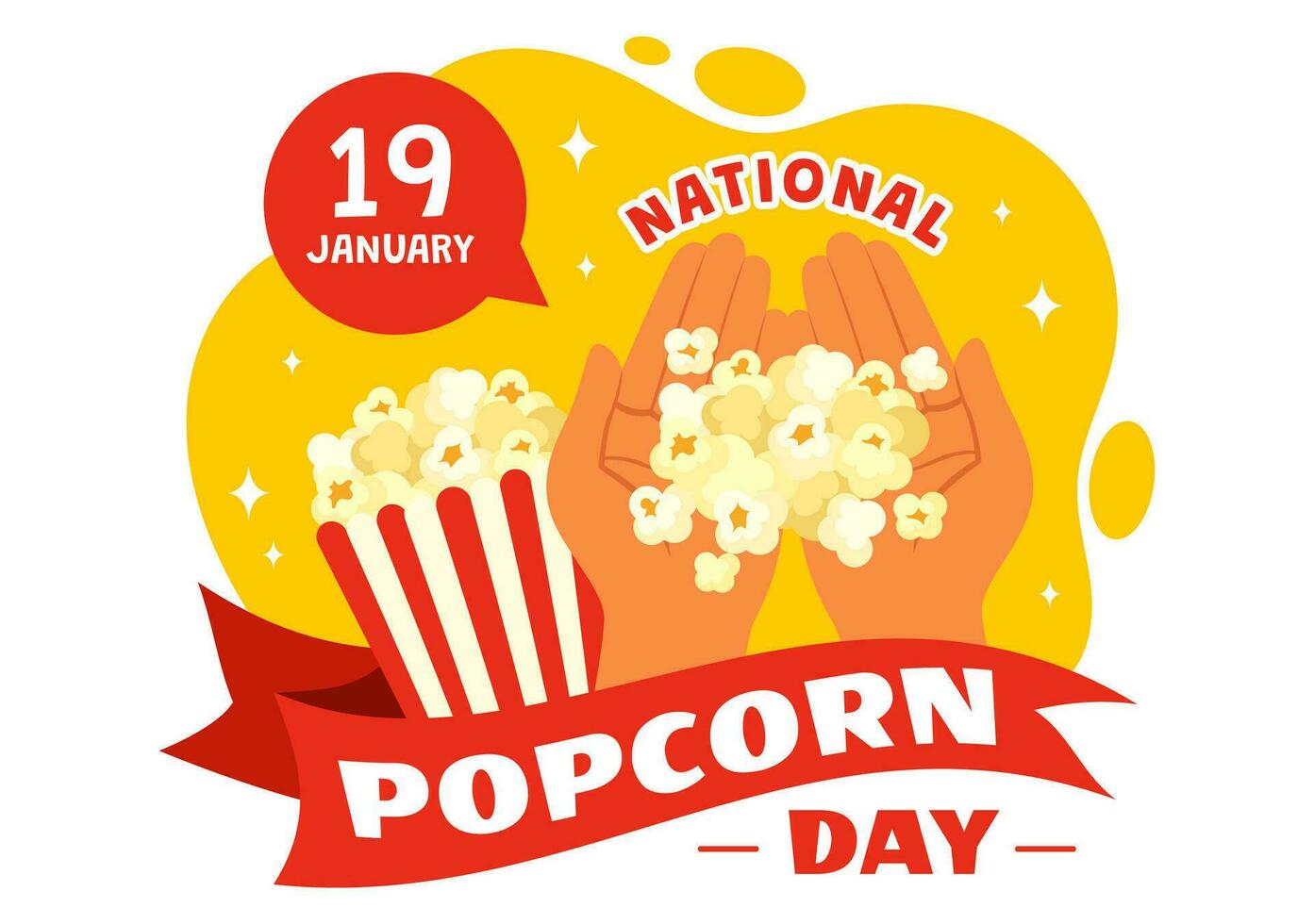 nationell popcorn dag vektor illustration på januari 19:e med en stor låda popcorns till affisch eller baner i platt tecknad serie bakgrund design