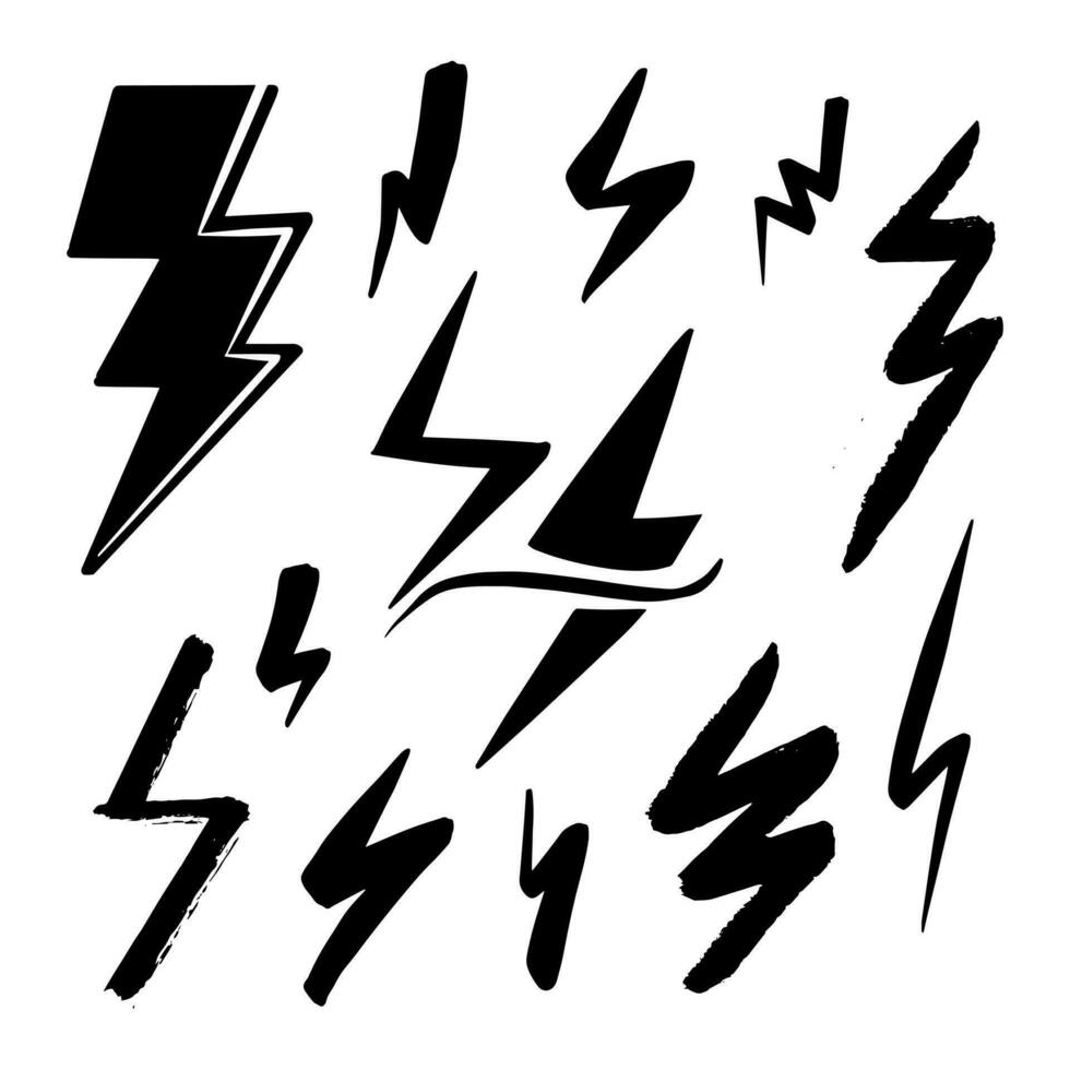 handritad doodle thunder bolt illustration vektor isolerade bakgrund