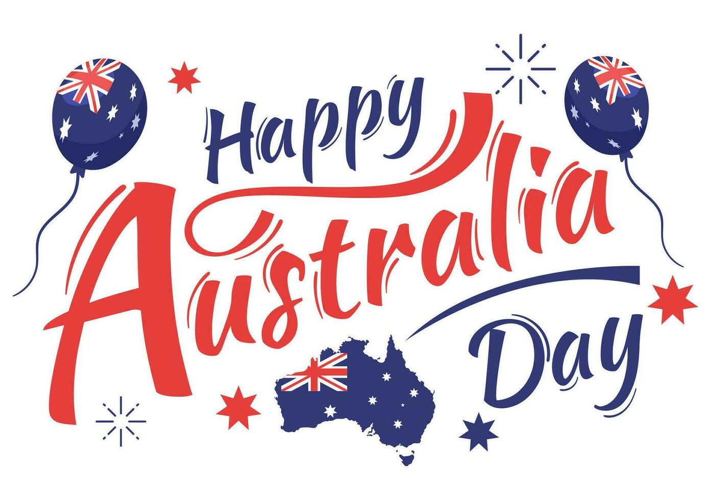 glücklich Australien Tag Vektor Illustration auf 26 Januar mit Karte und australisch Flagge zum Banner oder Poster im eben Karikatur Hintergrund Design