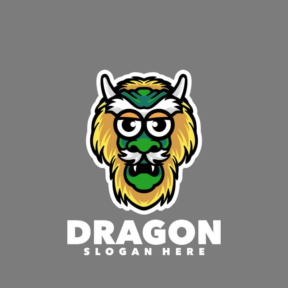 komisch Drachen Karikatur Maskottchen Logo Design vektor