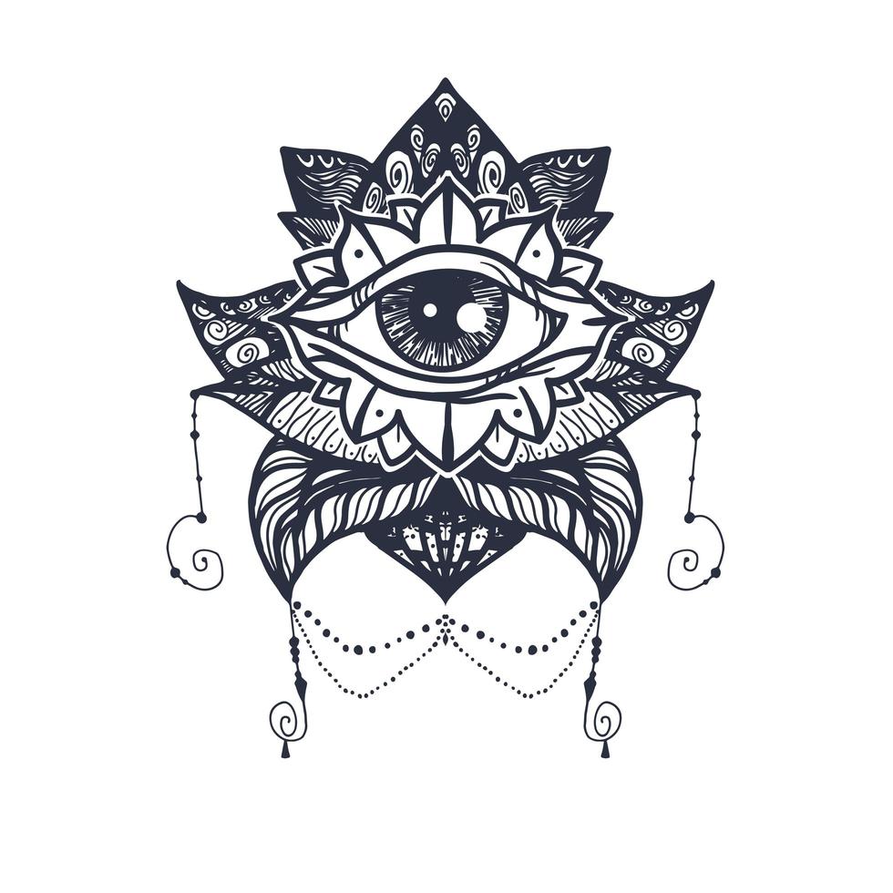 Auge auf Lotus Tattoo vektor