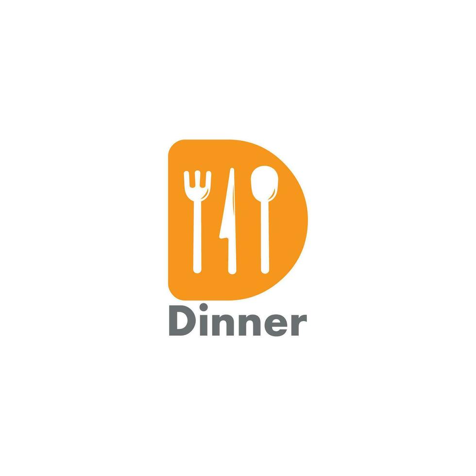 brev d sked gaffel kniv restaurang logotyp vektor