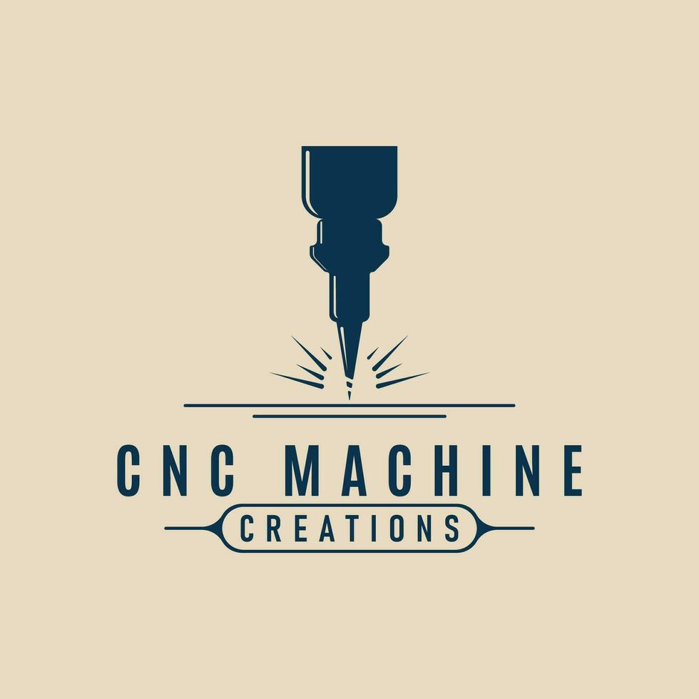 cnc maskin modern teknologi fabrik logotyp design mall vektor illustration design