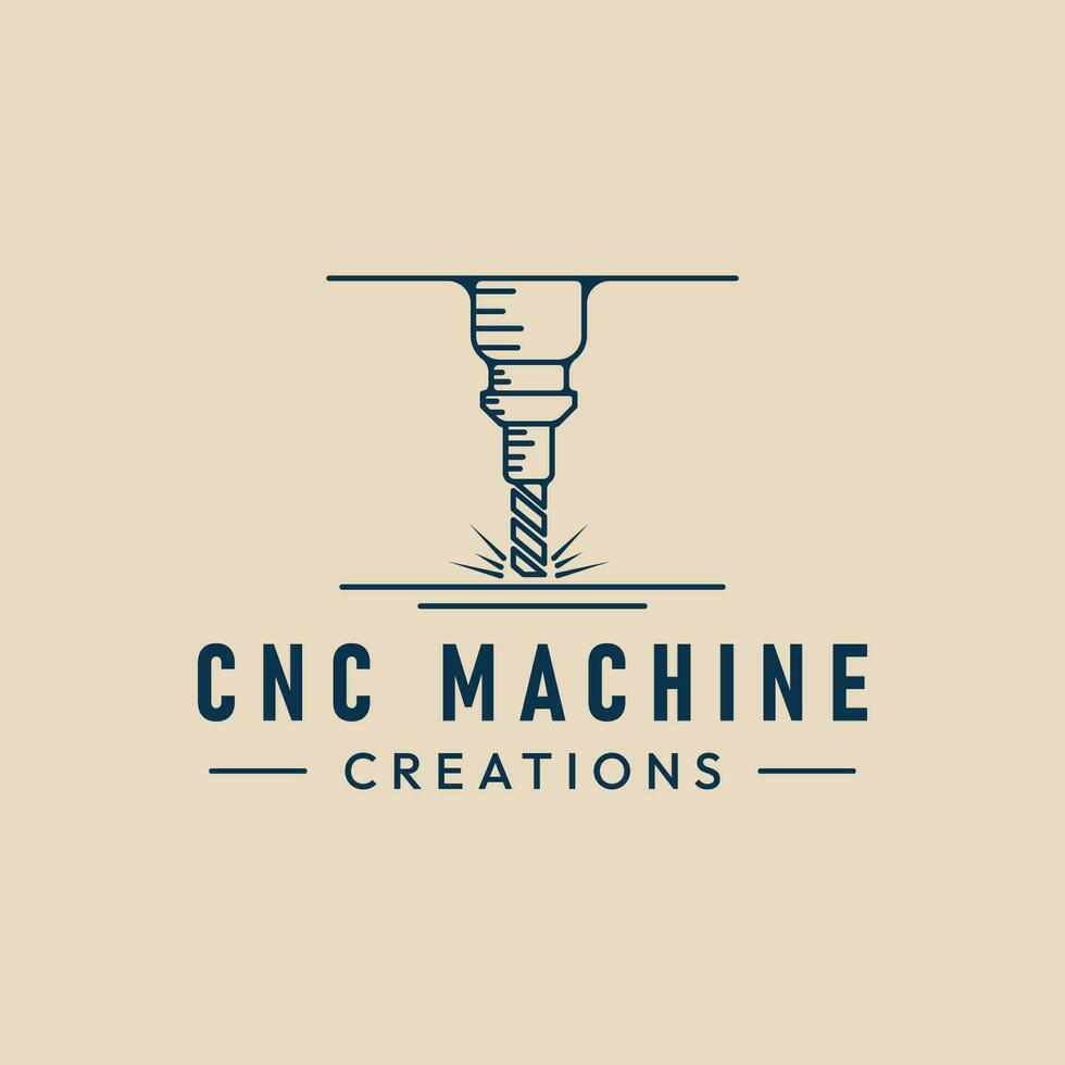 cnc Maschine modern Technologie Logo Linie Kunst Vektor Illustration Design