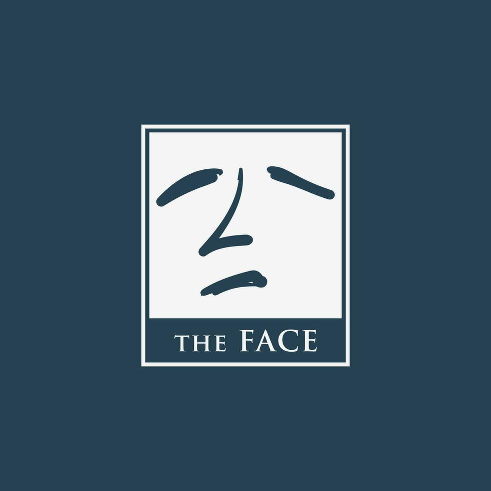 Kratzer Mann Gesicht minimalistisch Vektor Logo Design
