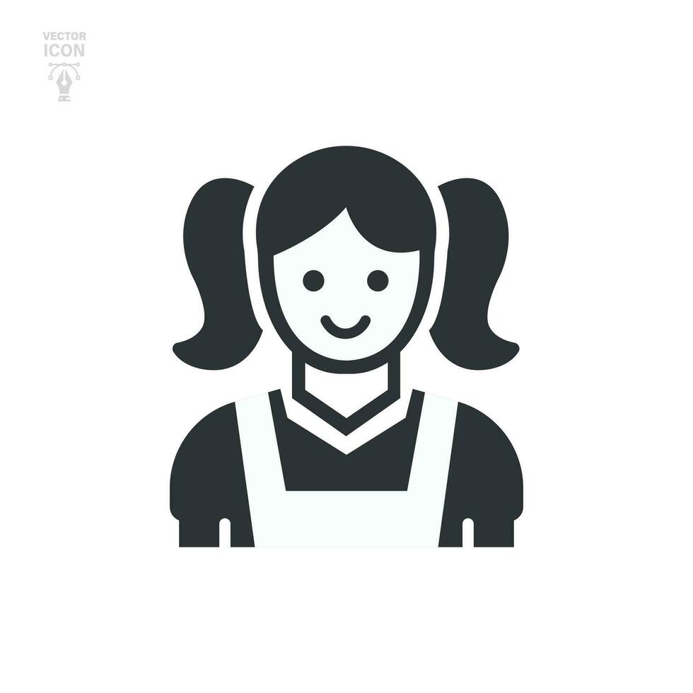 kvinna rengöringsmedel och hotell tjänster, rengöring lady. hembiträde ikon. vektor illustration