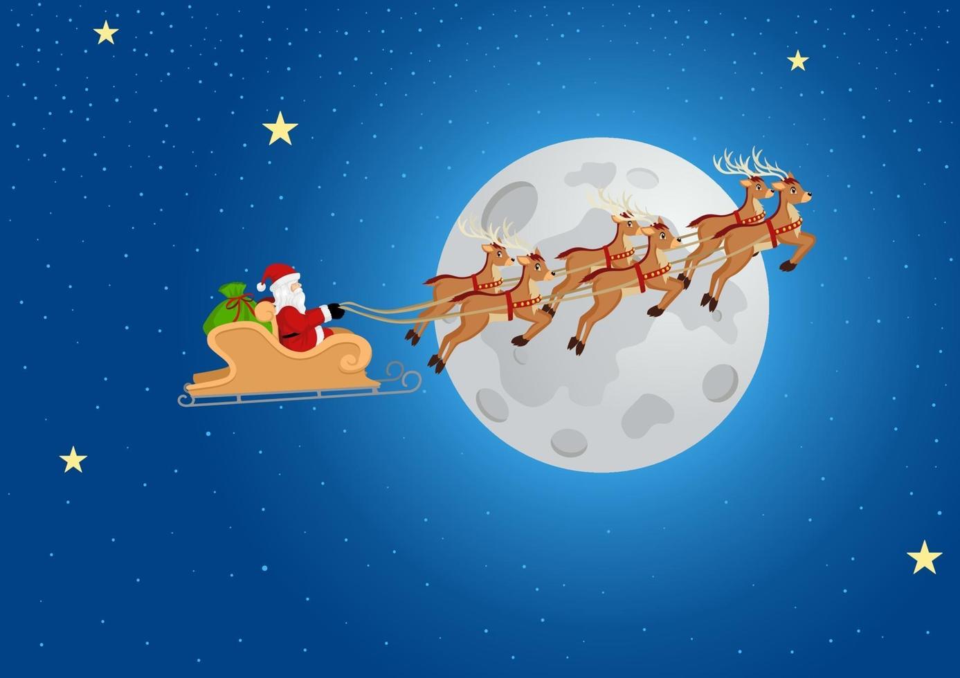 Weihnachtsmann reitet seinen Schlitten vektor