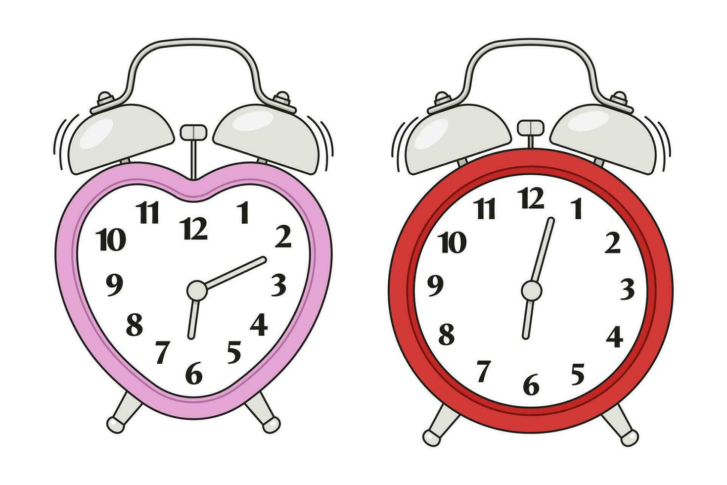 Vektor Illustration von ein Herz und Kreis Zwilling Glocke Alarm Uhren.
