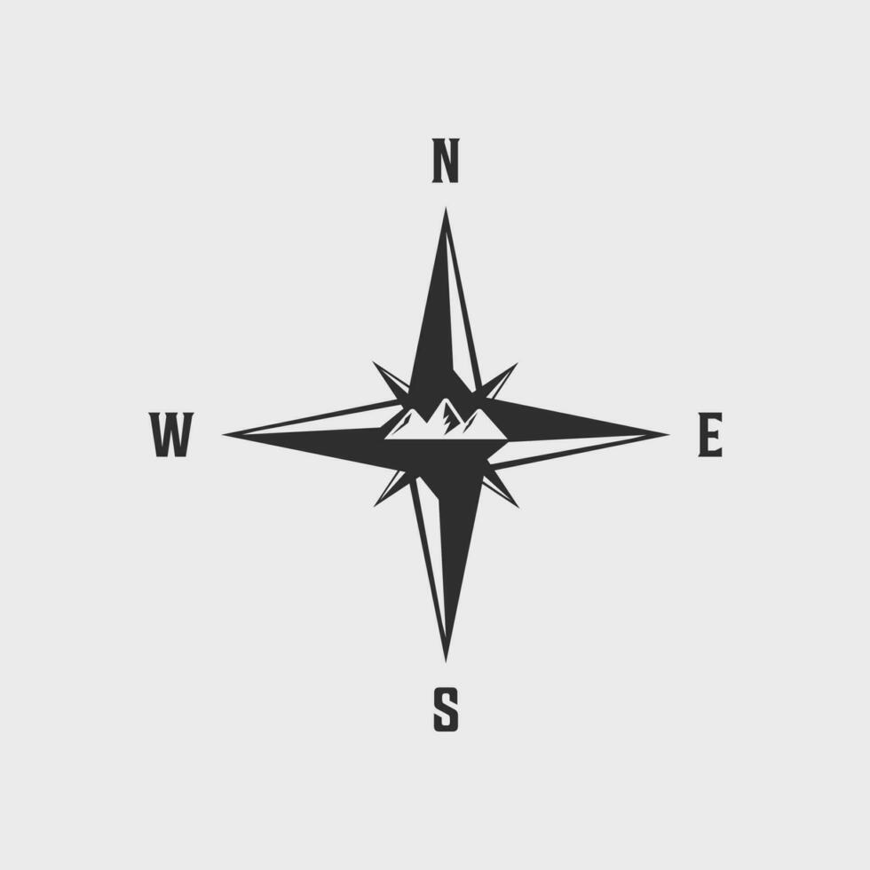 Kompass Berg Logo Jahrgang Vektor Illustration Vorlage Symbol Grafik Design