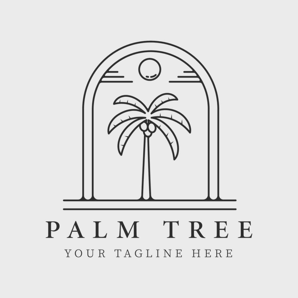 Palme Baum Abzeichen Linie Kunst Logo Vektor Symbol Illustration Grafik Design