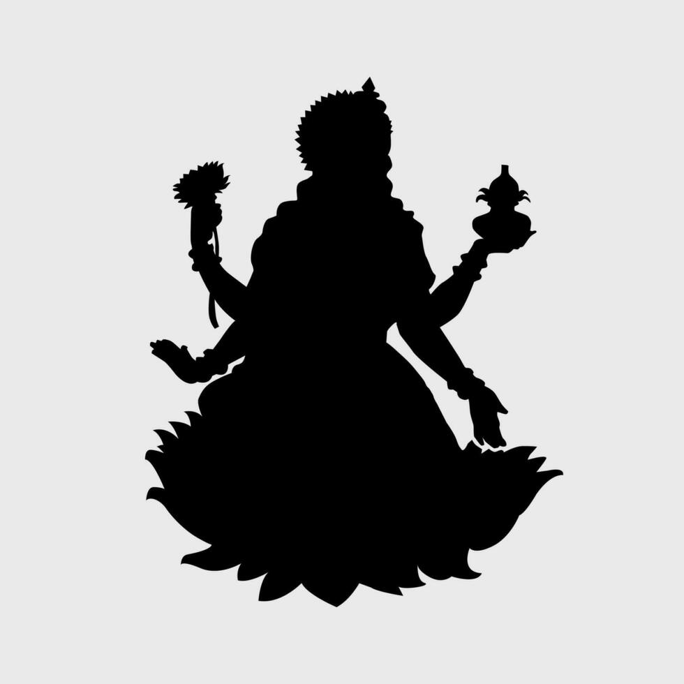 Herr devi mahalakshmi Vektor eben schwarz Farbe Silhouette.