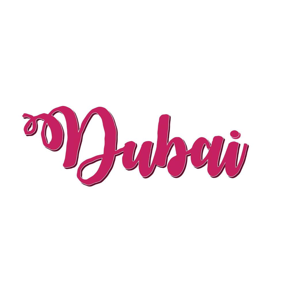 Dubai Typografie Vektor auf Weiß Hintergrund.