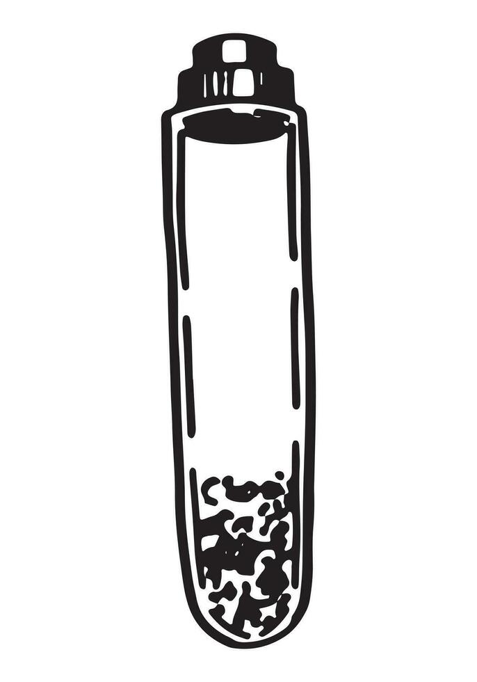 testa rör översikt klotter. kemi eller biologi laboratorium, utbildning, experimentera klämma konst. hand dragen vektor illustration isolerat på vit.