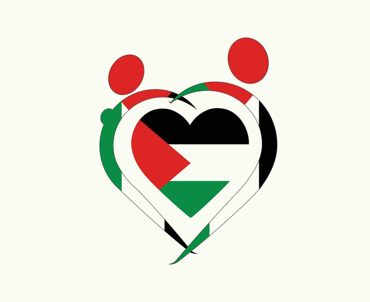 Palästina Flagge Herz Emblem abstrakt Symbol Vektor Illustration Design