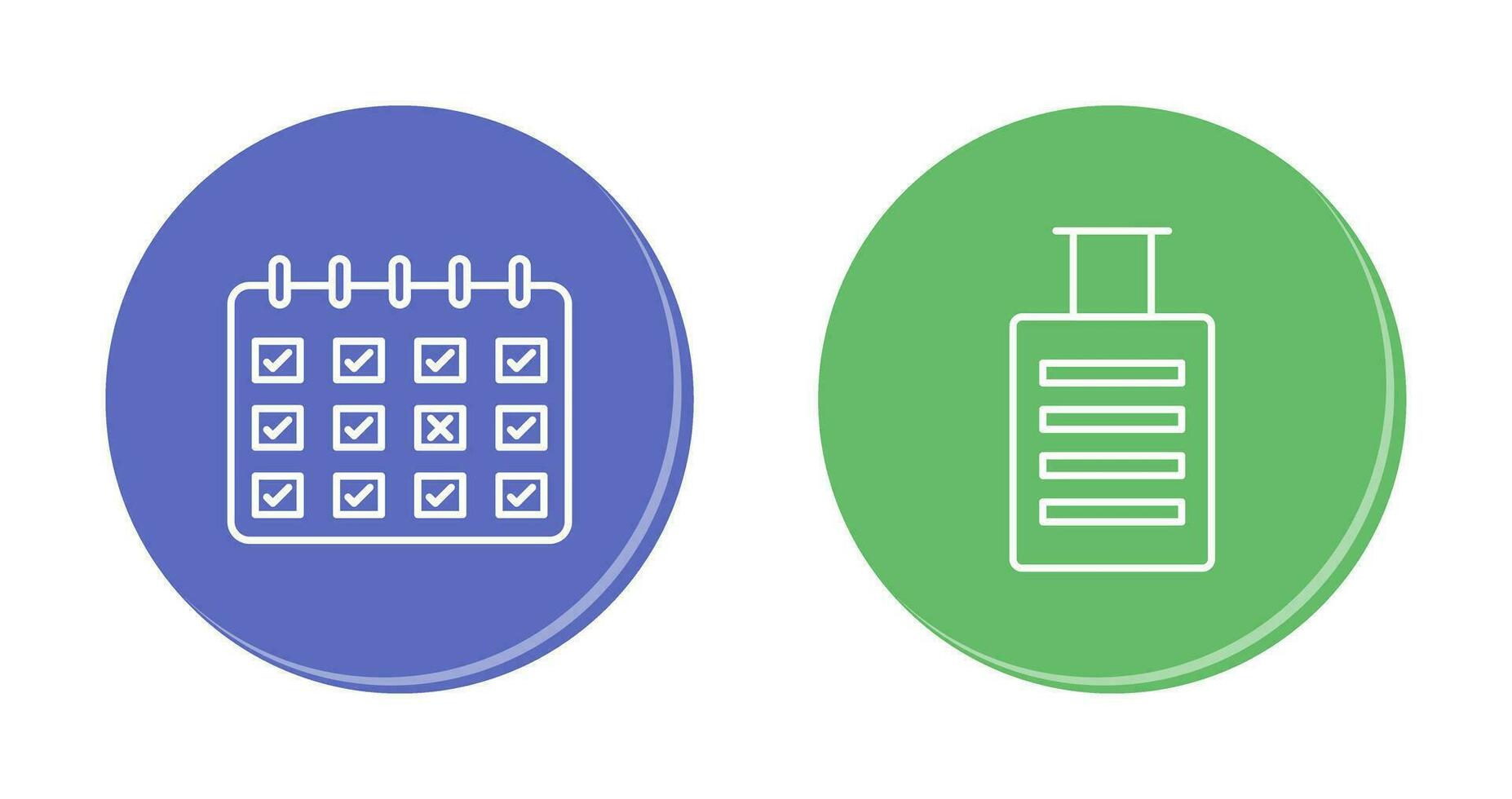 markant kalender och bagage ikon vektor
