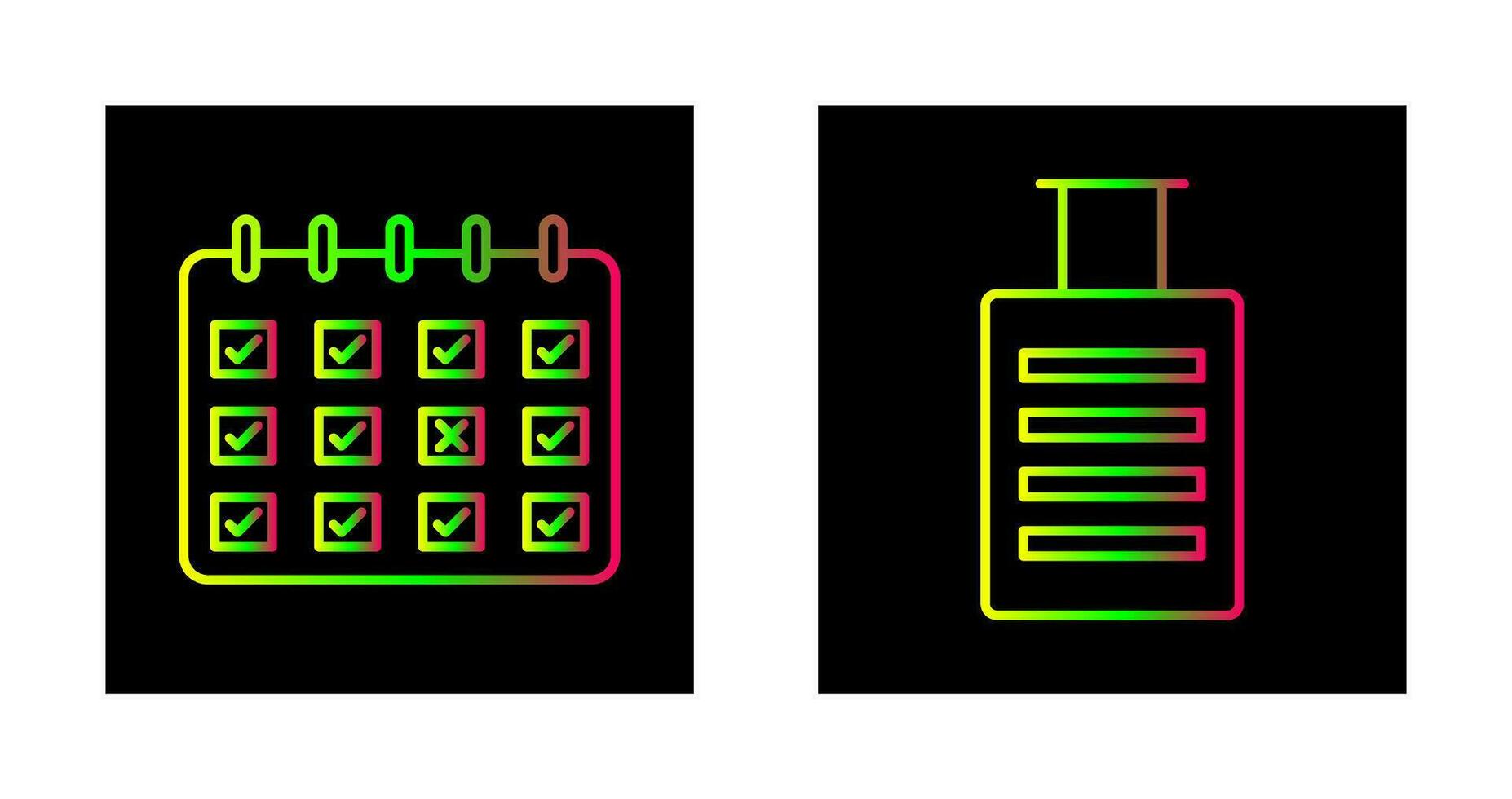 markiert Kalender und Gepäck Symbol vektor