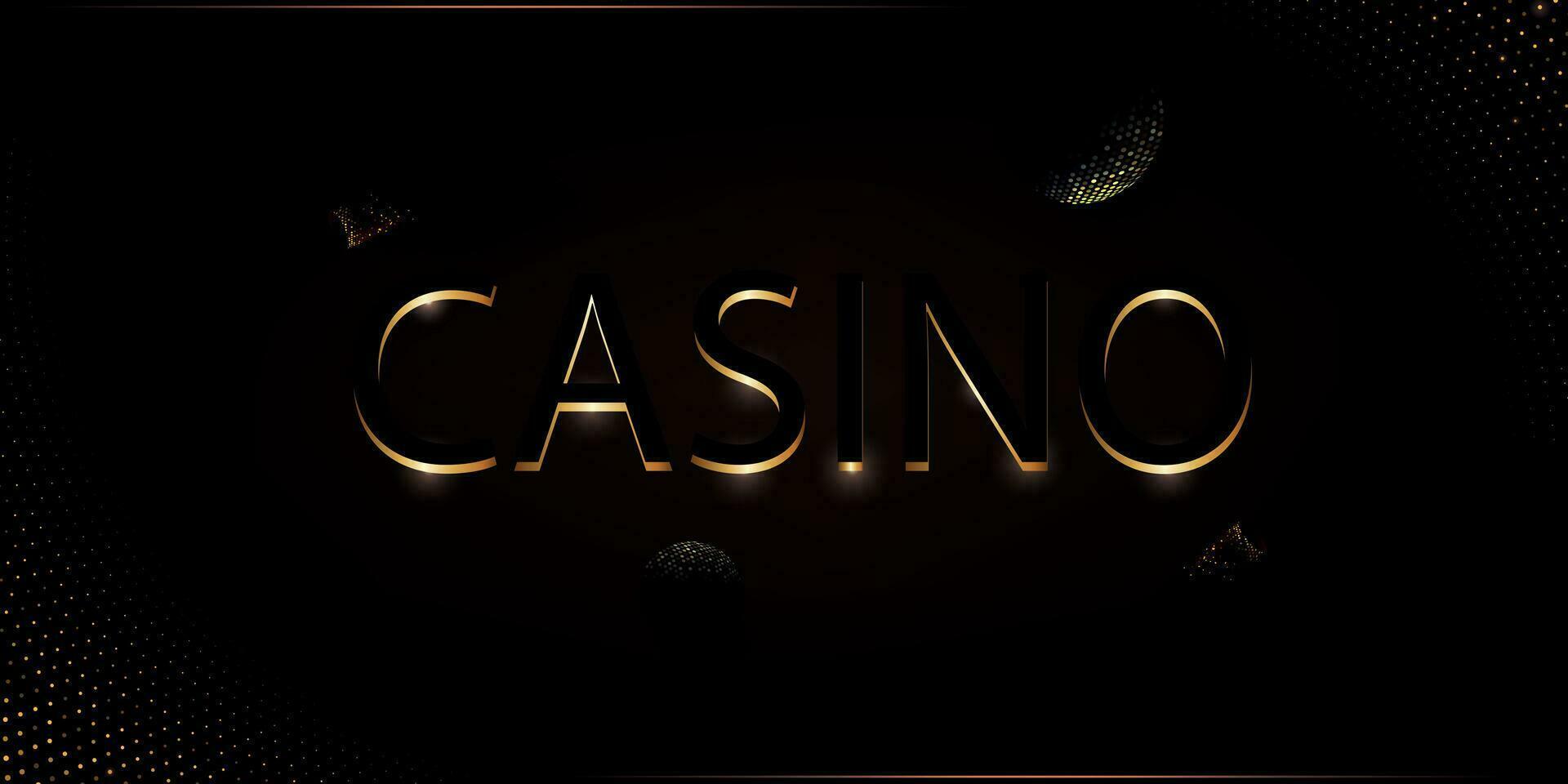 Gold funkelt auf ein schwarz Hintergrund mit das Inschrift Kasino. Kasino oder Glücksspiel Konzept. Spiel unterzeichnen. vektor