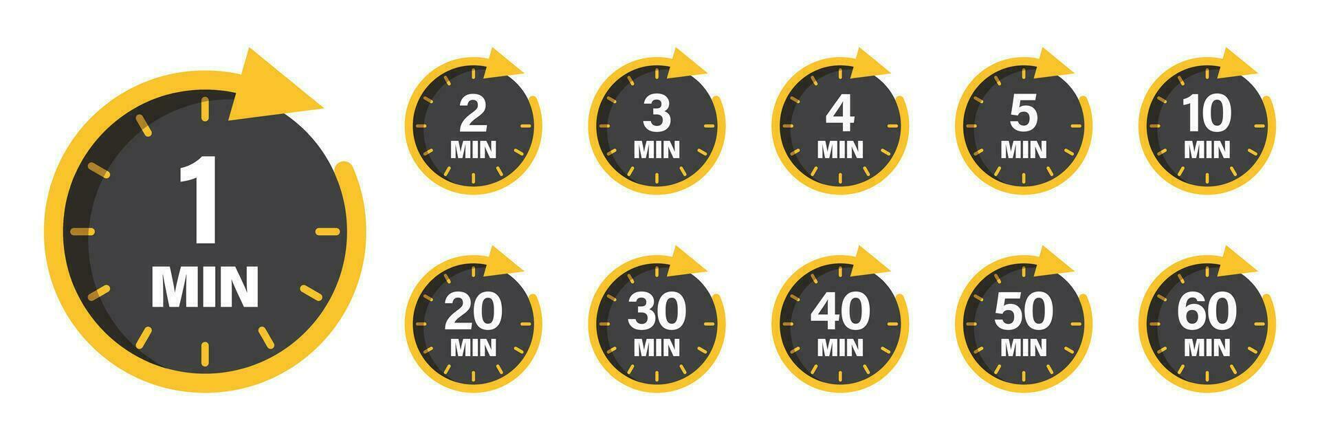från 1 minite till 60 minuter på stoppur ikon i platt stil. klocka ansikte timer vektor illustration på isolerat bakgrund. nedräkning tecken företag begrepp.