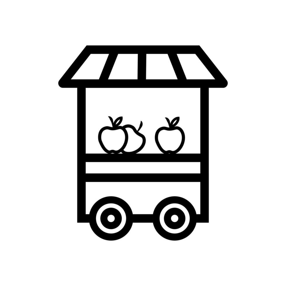 Obst Stand Symbol. geradlinig Stil Obst Stand Gliederung Symbol Vektor Illustration