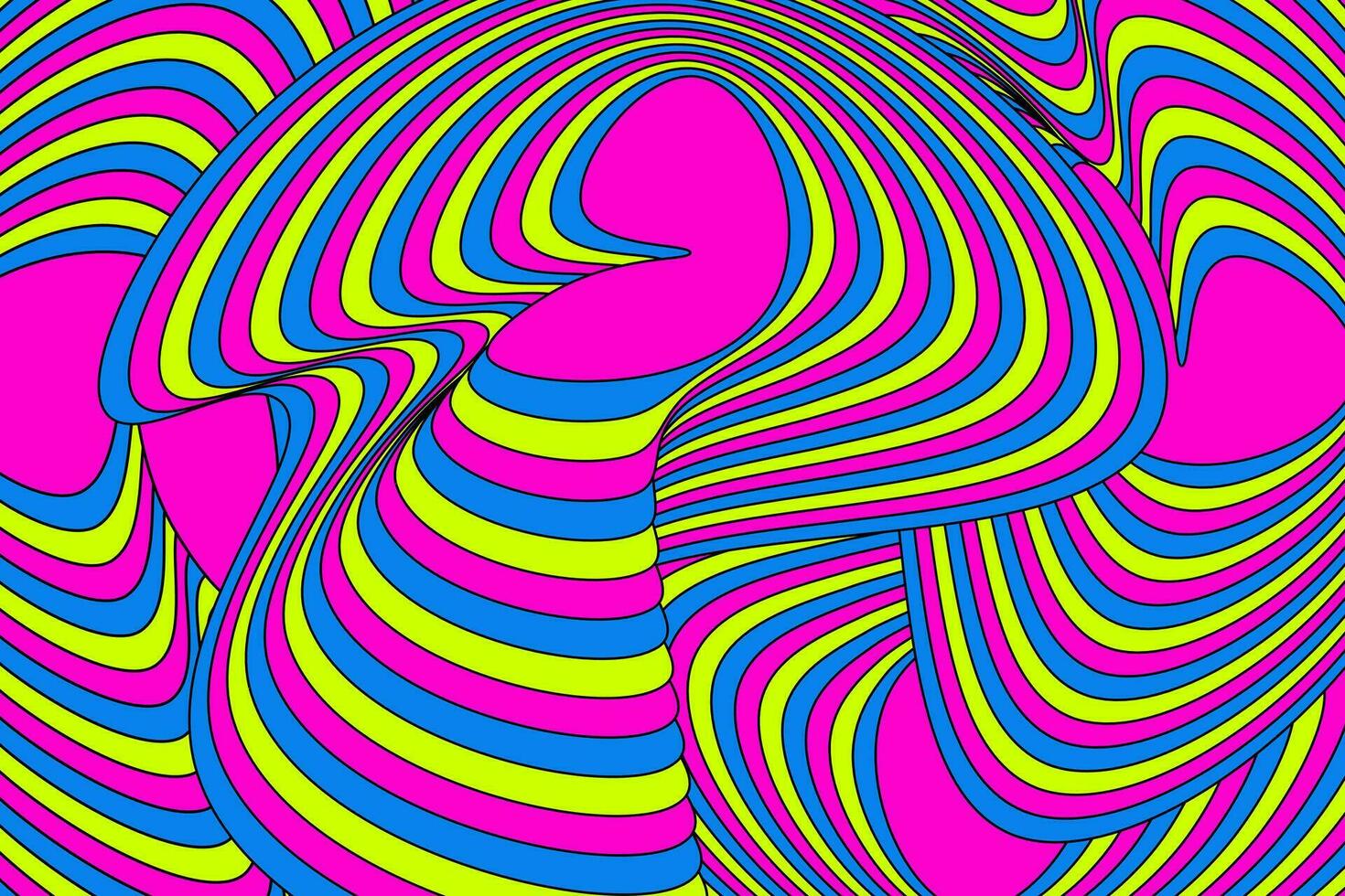 wellig abstrakt groovig Hintergrund. Hippie 70er Jahre retro Regenbogen Farbe. Vektor Illustration