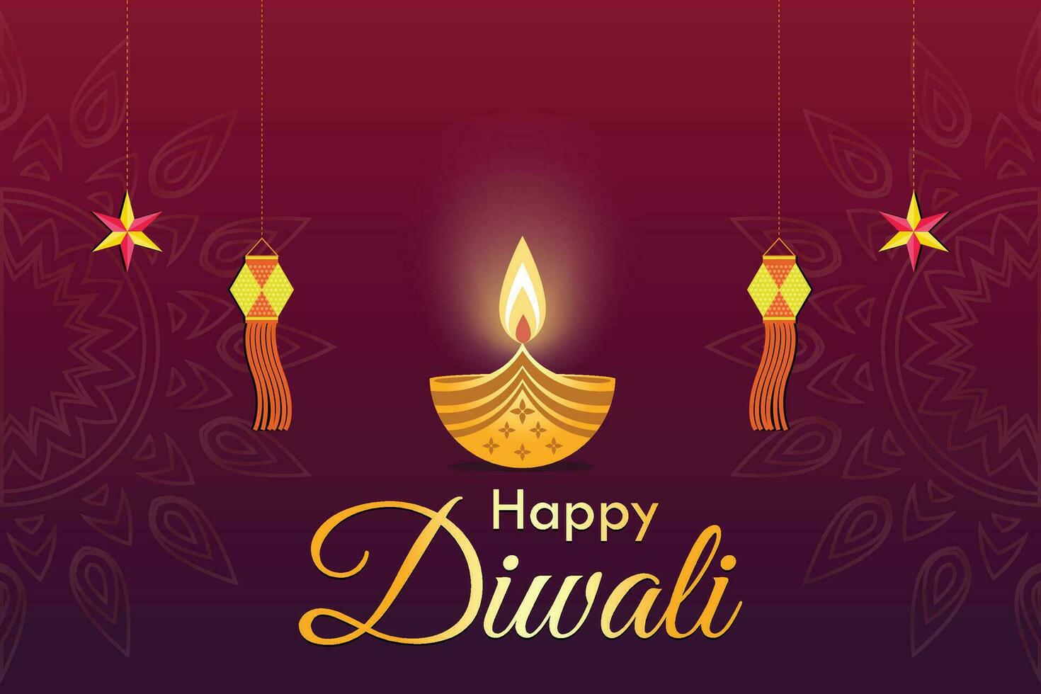 Lycklig diwali kreativ baner design med diya premie vektor illustration