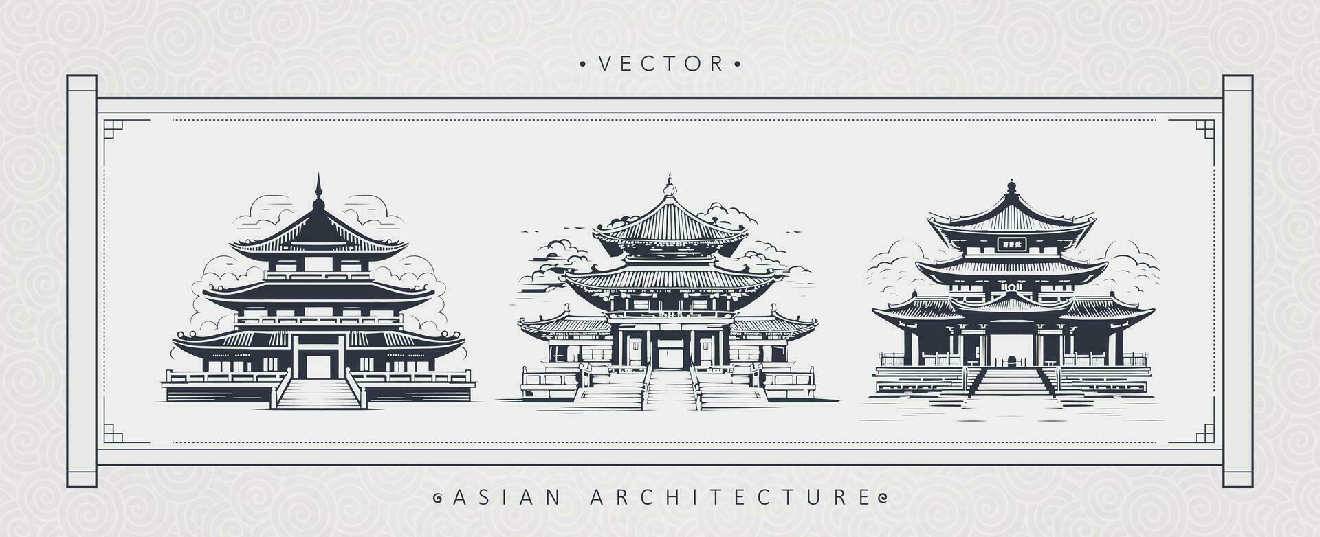 Chinesisch uralt die Architektur Turm Kunst vektor