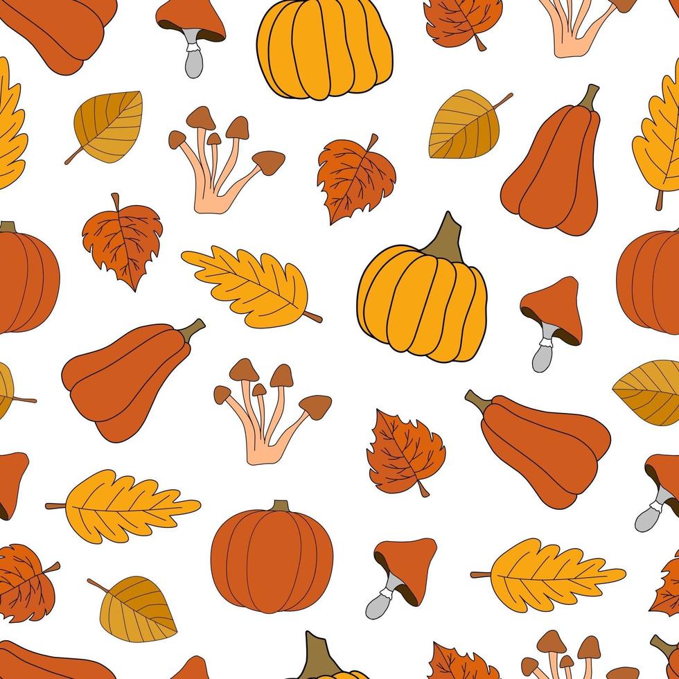 Herbsternte Vektor nahtlose Muster auf weißem Hintergrund