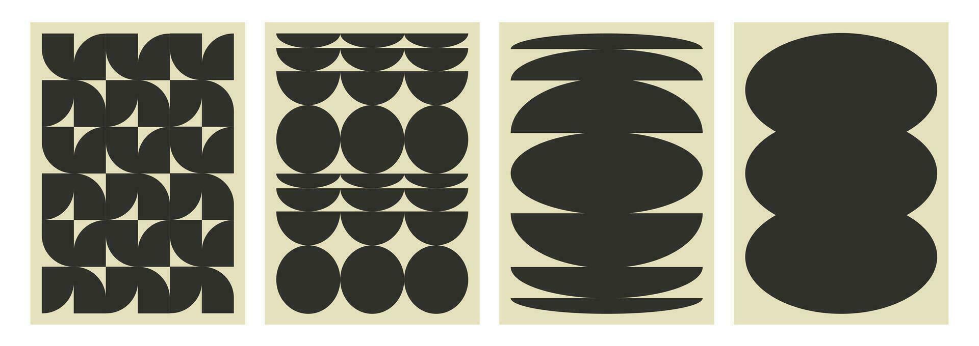 vektor uppsättning av abstrakt svartvit affischer. bakgrund med geometrisk form i 90s brutalist stil. svart stil i trendig Brutal samtida