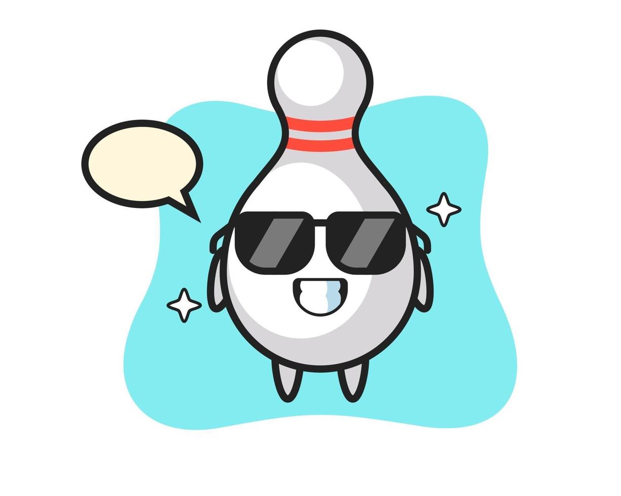 Cartoon-Maskottchen Bowling Pin mit cooler Geste vektor