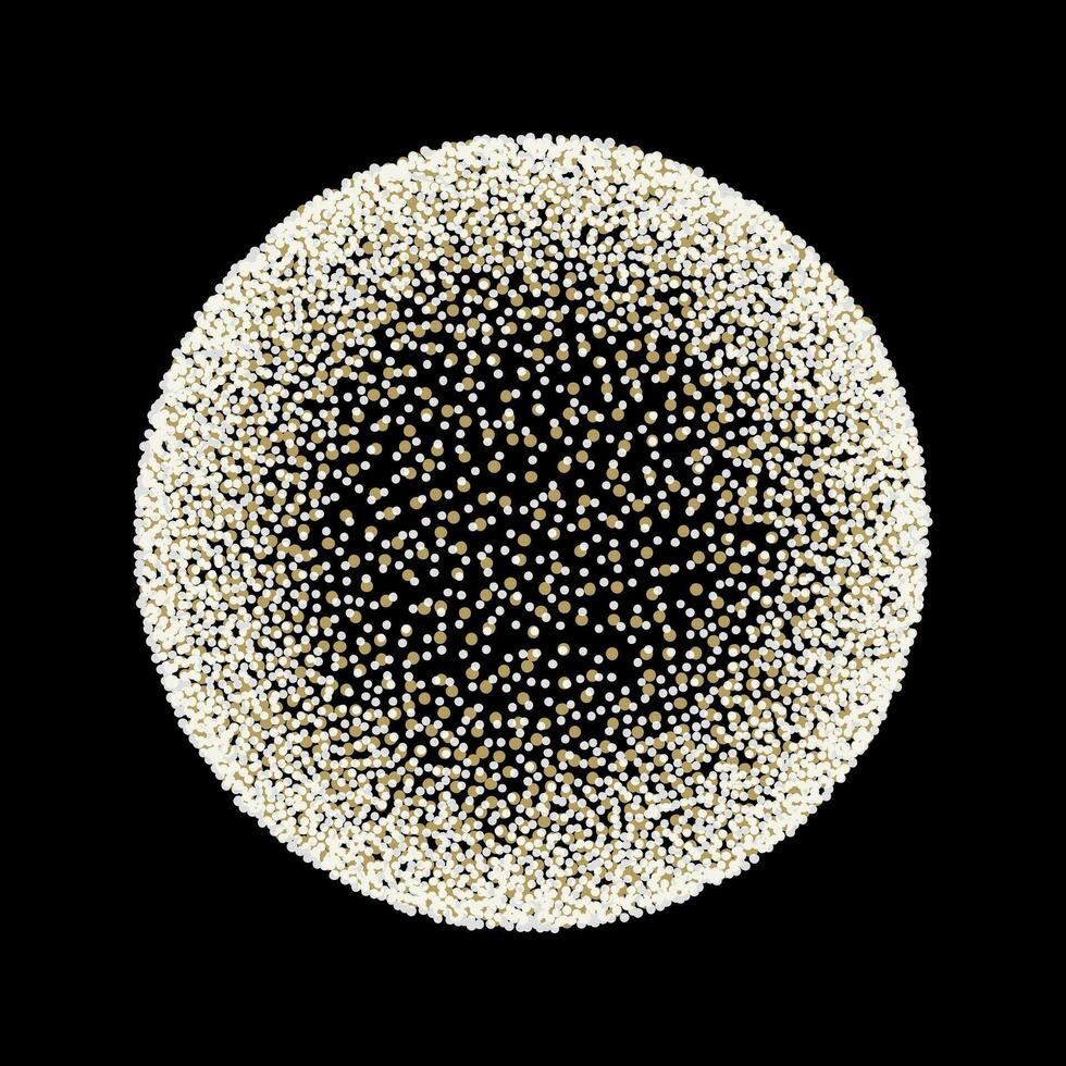 gyllene konfetti cirkel på svart bakgrund vektor