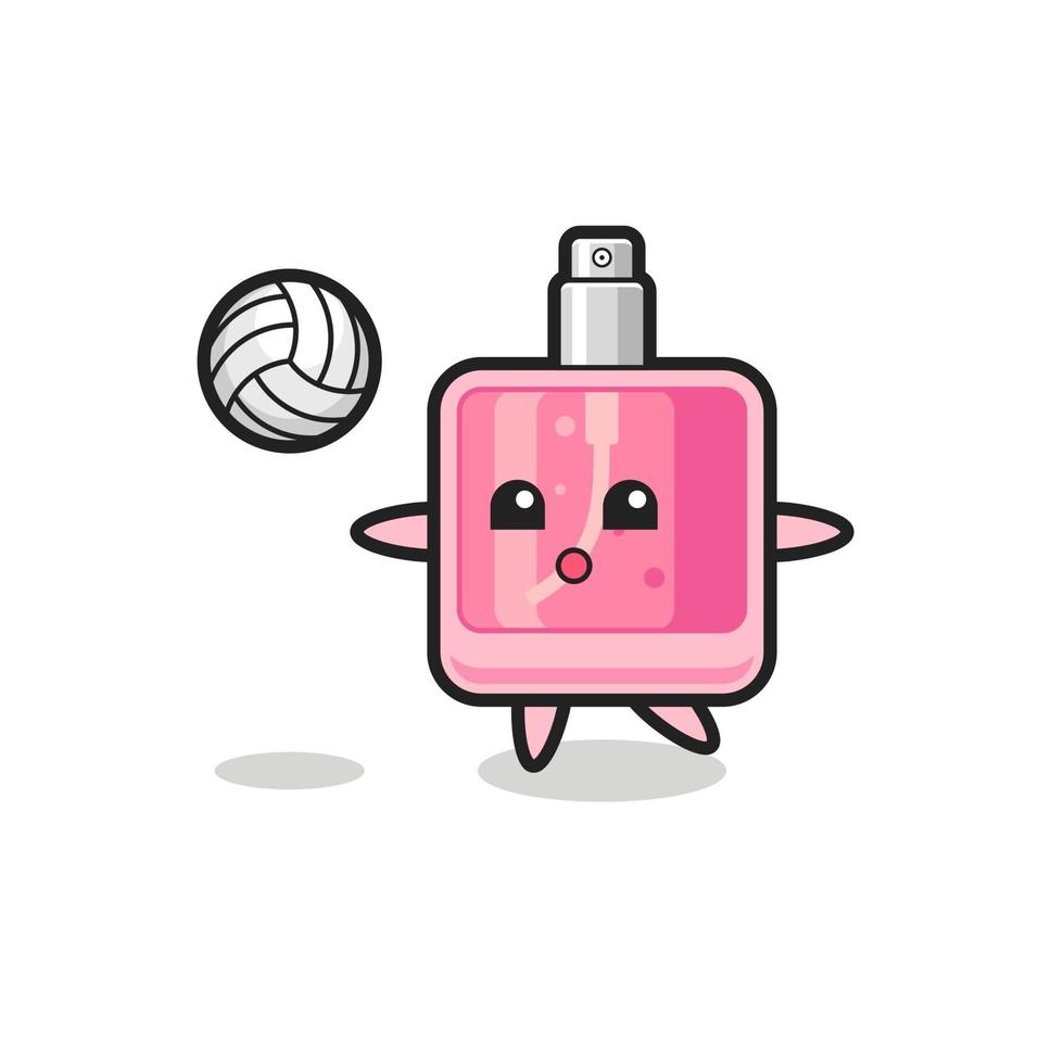 Charakterkarikatur von Parfüm spielt Volleyball vektor