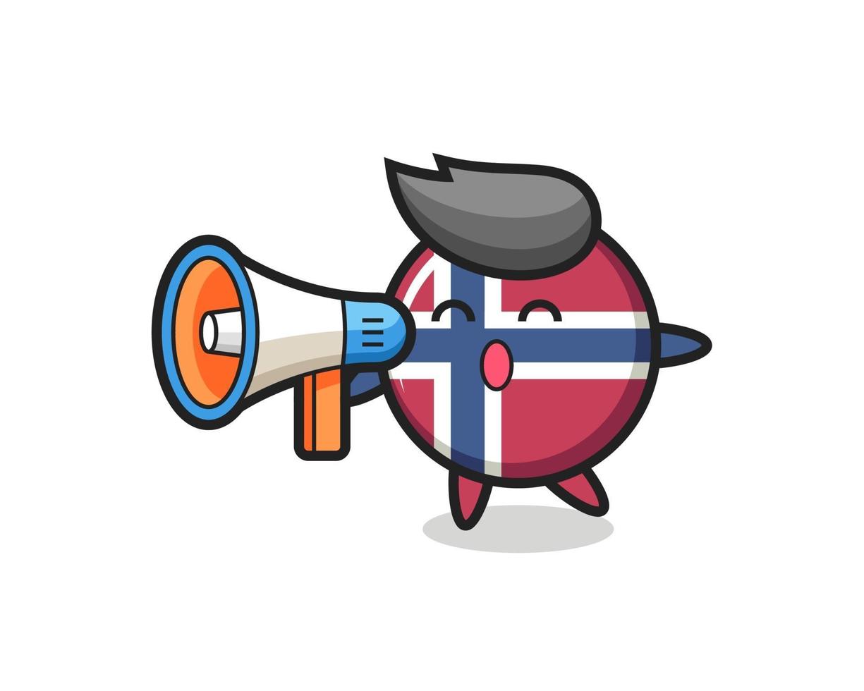 norge flagga märke karaktär illustration innehar en megafon vektor