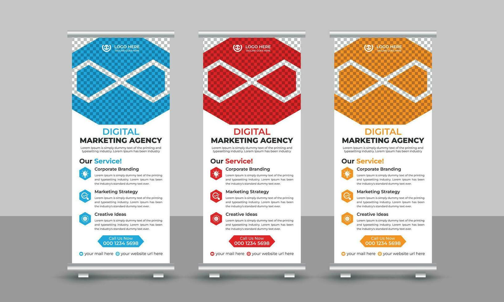 kreativ modern Digital Marketing Agentur Geschäft rollen oben Banner Design ziehen oben Beschilderung standee x einziehbar Banner Design Vorlage vektor