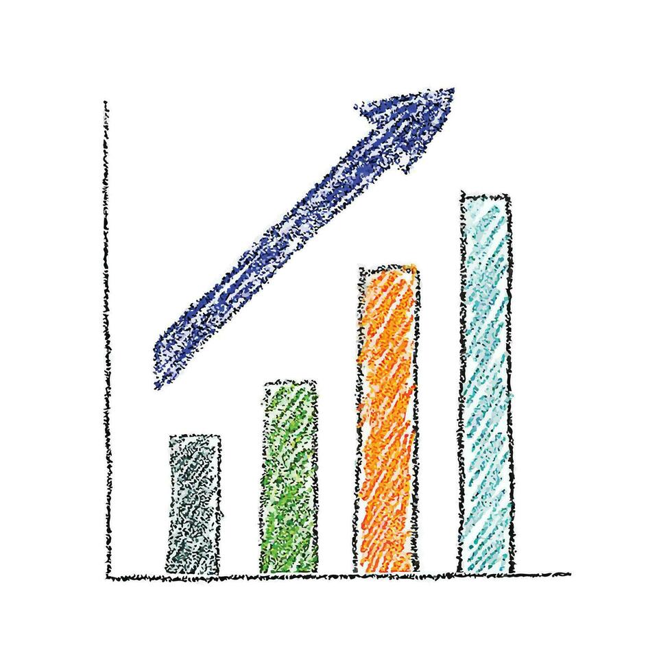 vektor Diagram ikon. Graf växande upp, rörelse, tillväxt, framsteg, hoppa.
