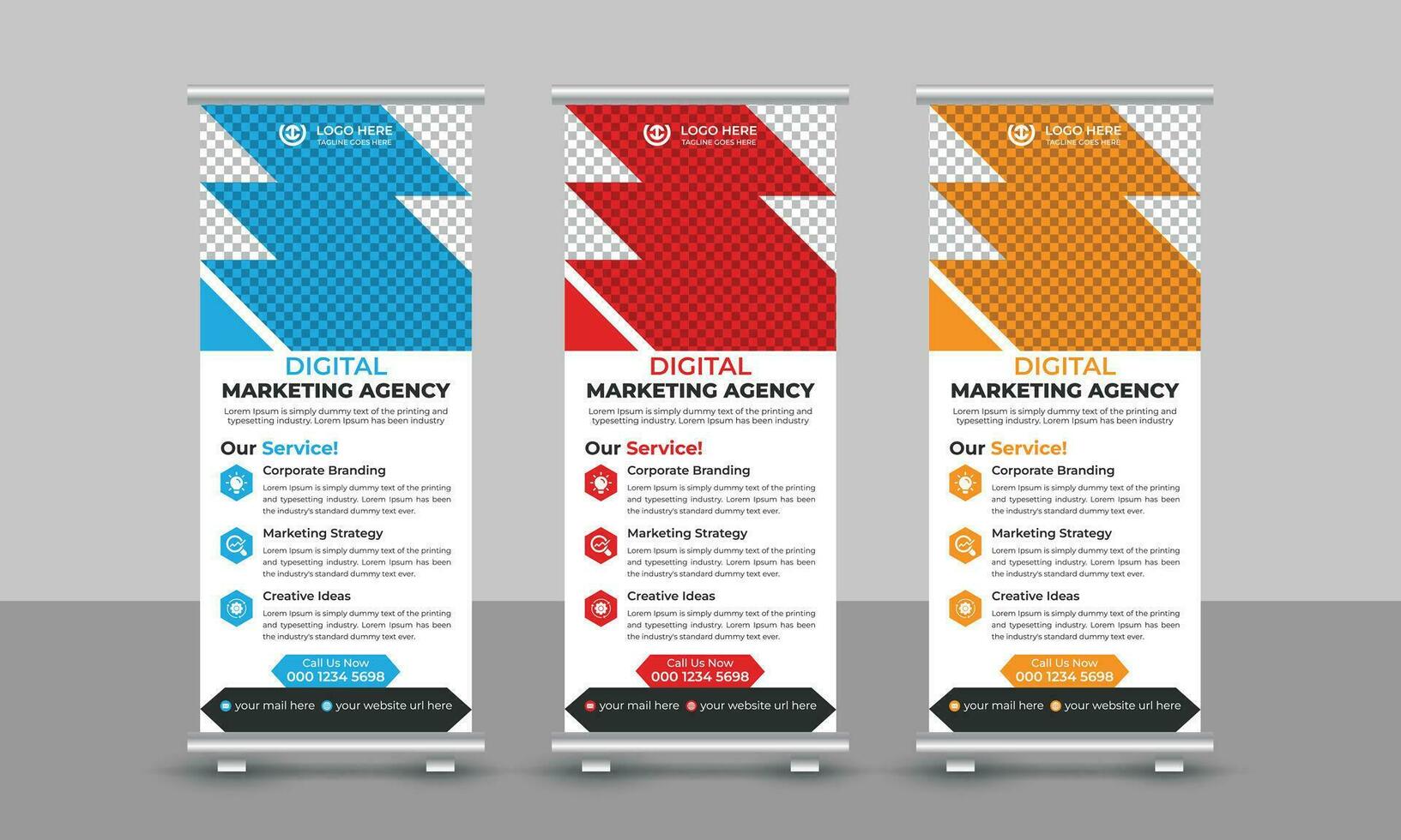 kreativ korporativ modern Digital Marketing Agentur Geschäft rollen oben Banner Design ziehen oben Beschilderung standee x einziehbar Banner Design Vorlage vektor