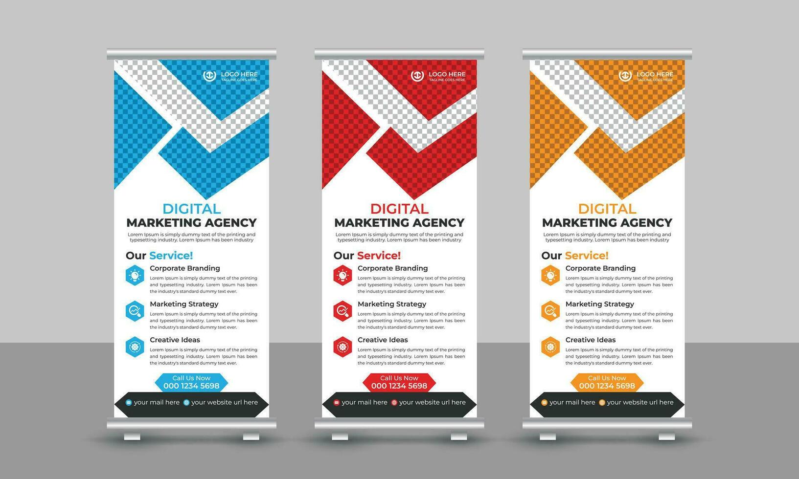 kreativ korporativ modern Digital Marketing Agentur Geschäft rollen oben Banner Design ziehen oben Beschilderung standee x einziehbar Banner Design Vorlage vektor