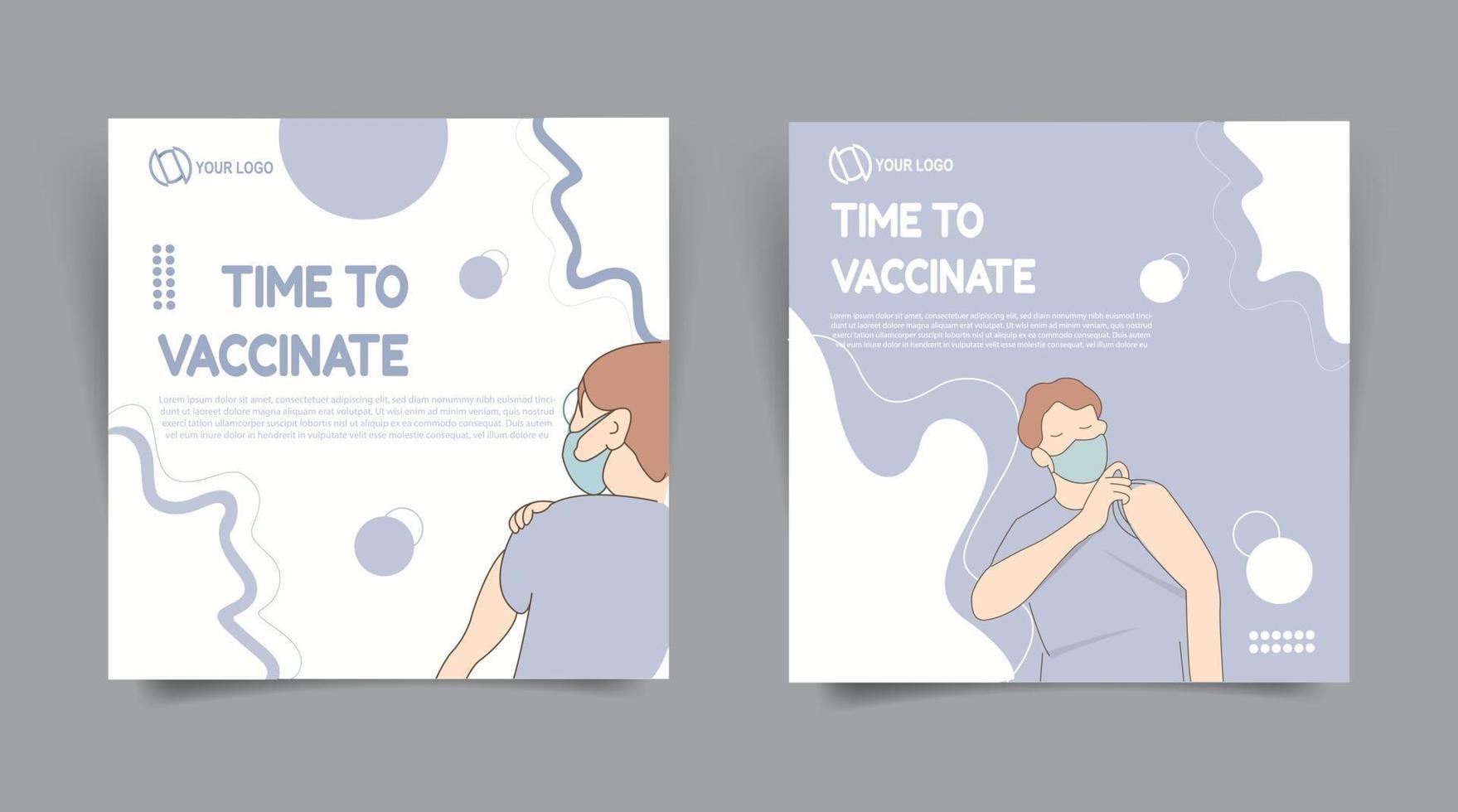 dags att vaccinera sociala medier post banner med platt design. vektor