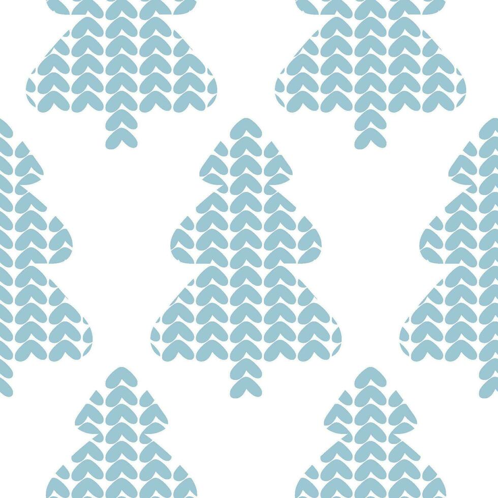 nahtlos Muster mit gestrickt Weihnachten Bäume. Winter Tanne Wald Verpackung Papier. Neu Jahr Hintergrund vektor