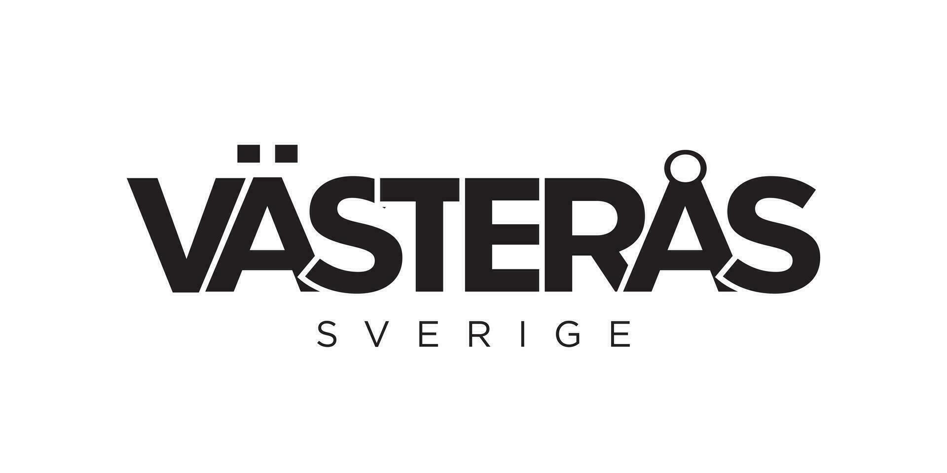 vasteras i de Sverige emblem. de design funktioner en geometrisk stil, vektor illustration med djärv typografi i en modern font. de grafisk slogan text.