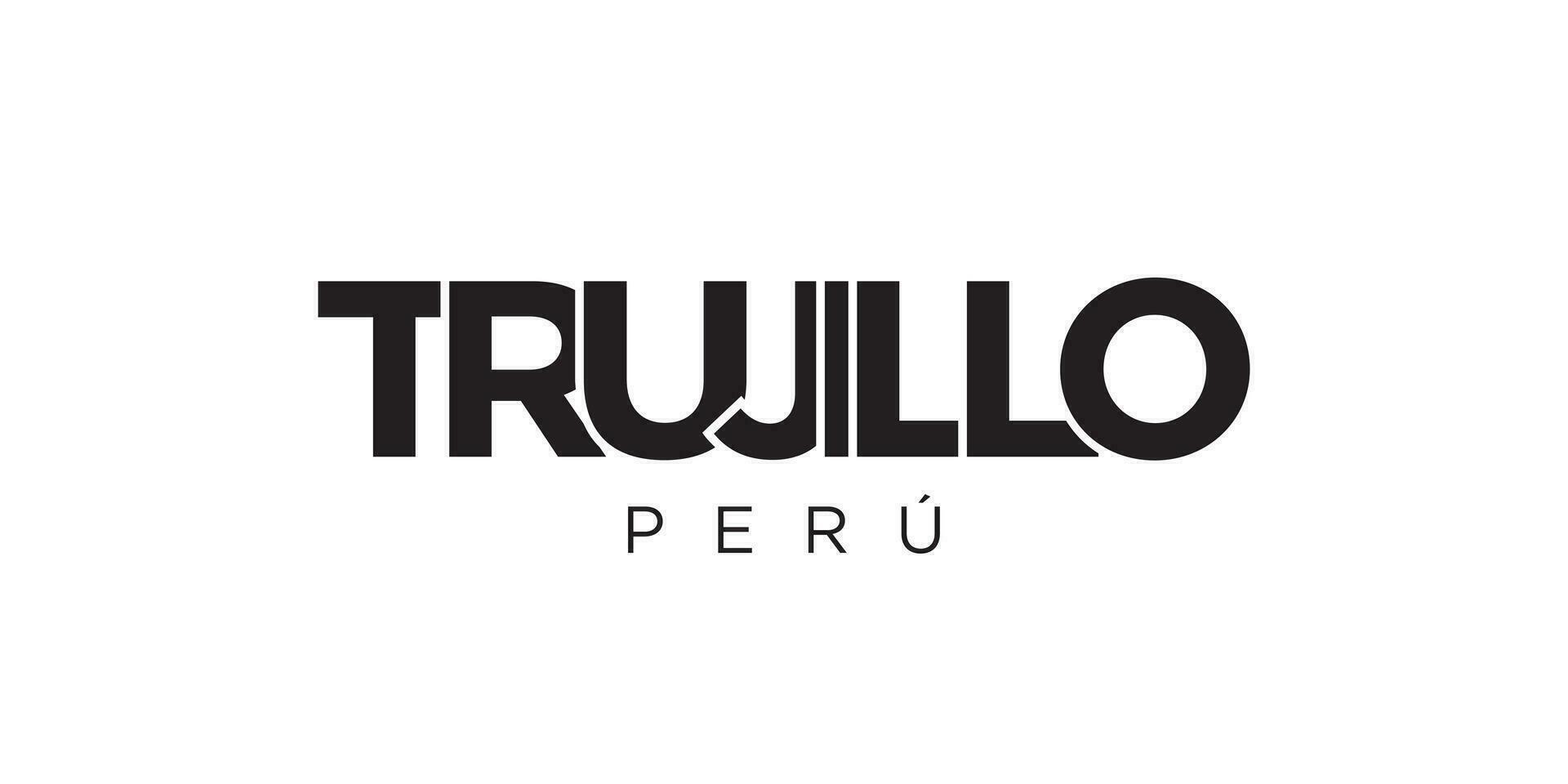 trujillo i de peru emblem. de design funktioner en geometrisk stil, vektor illustration med djärv typografi i en modern font. de grafisk slogan text.