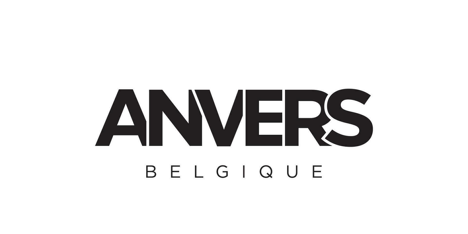 anvers i de belgien emblem. de design funktioner en geometrisk stil, vektor illustration med djärv typografi i en modern font. de grafisk slogan text.