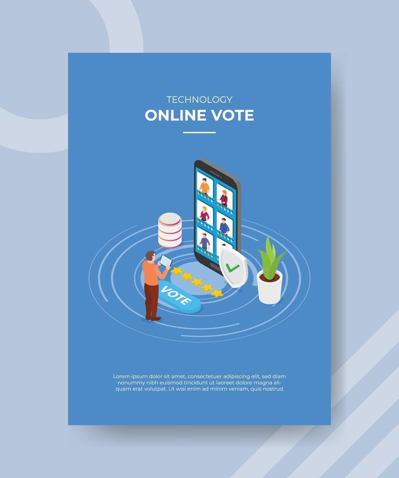 Technologie Online-Abstimmung Männer stehend verwenden Tablet vorne großes Smartphone vektor
