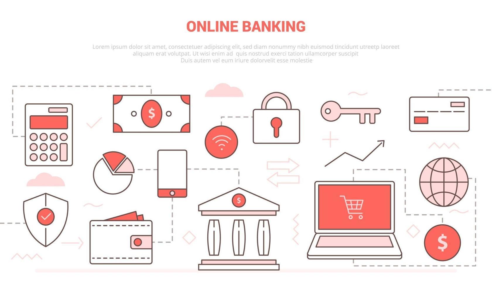 Online-Banking-Konzept mit Laptop und Online-Shopping vektor
