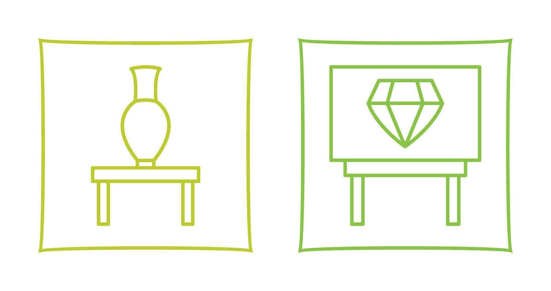 Vase Ausstellungsstück und Diamant Ausstellungsstück Symbol vektor
