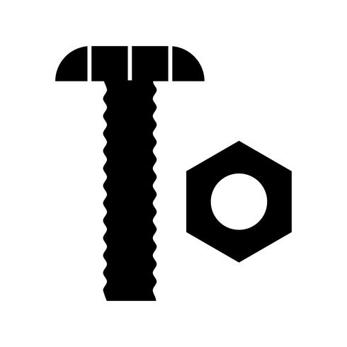 Mutter och Bolt glyph svart ikon vektor